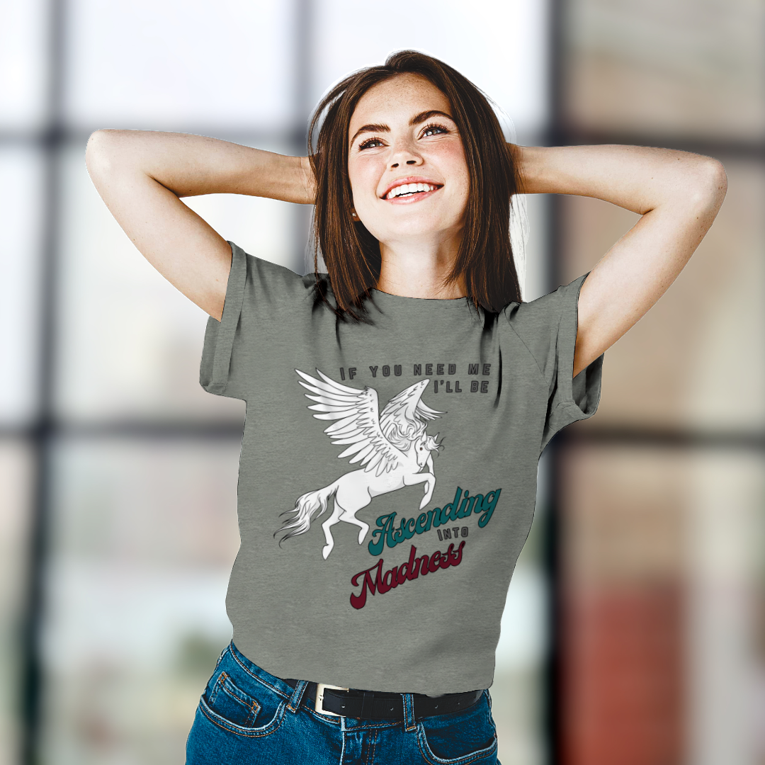Ascending into Madness T-Shirt – Soft Cotton Tee, Pegasus Design, Unisex Fit