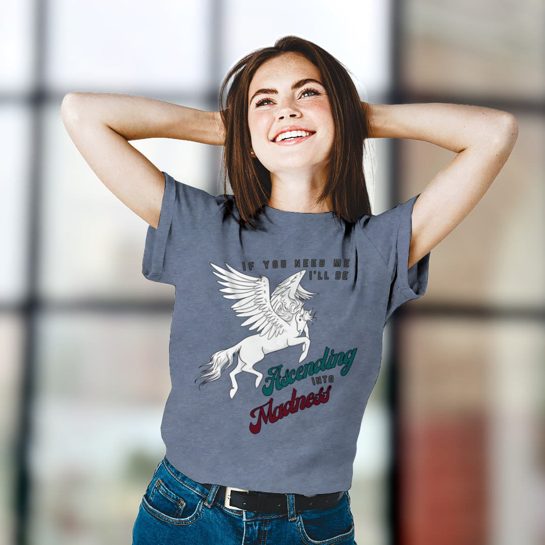 Ascending into Madness T-Shirt – Soft Cotton Tee, Pegasus Design, Unisex Fit