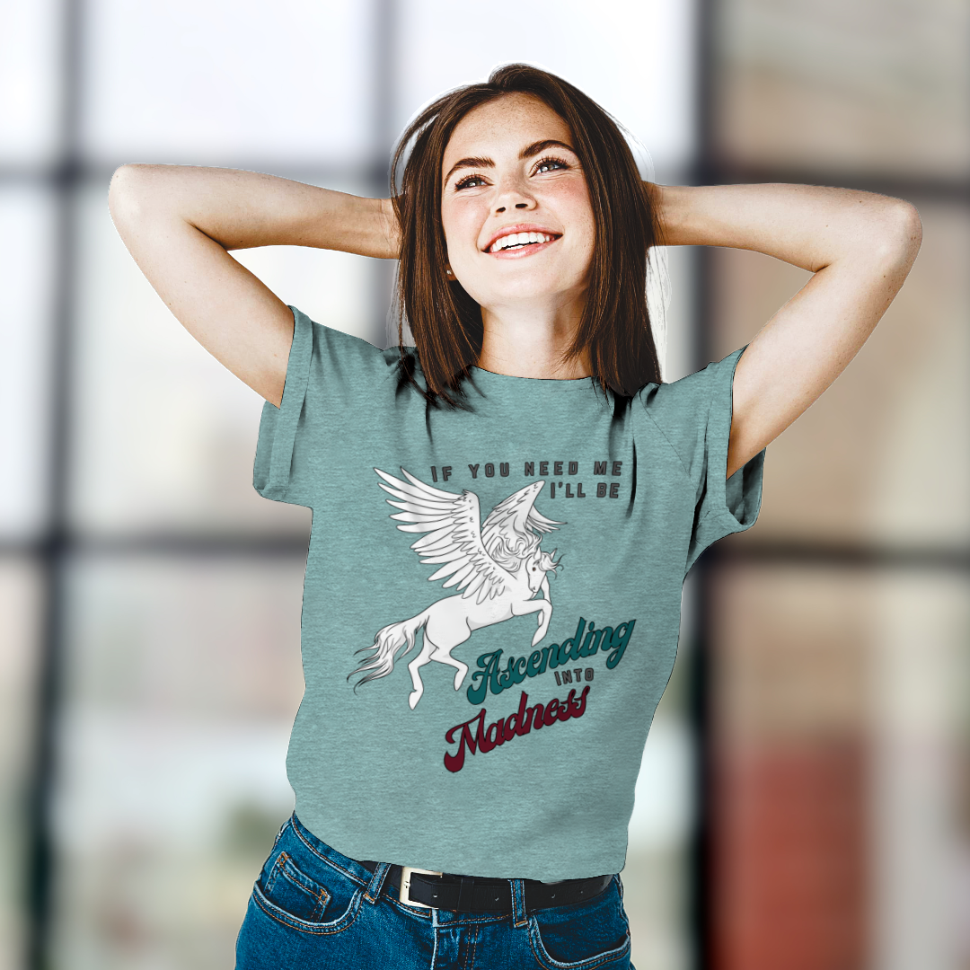 Ascending into Madness T-Shirt – Soft Cotton Tee, Pegasus Design, Unisex Fit