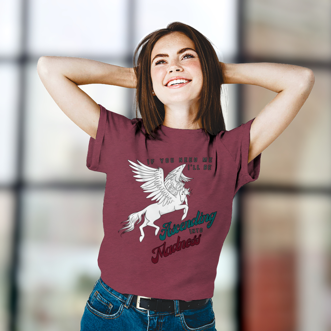Ascending into Madness T-Shirt – Soft Cotton Tee, Pegasus Design, Unisex Fit