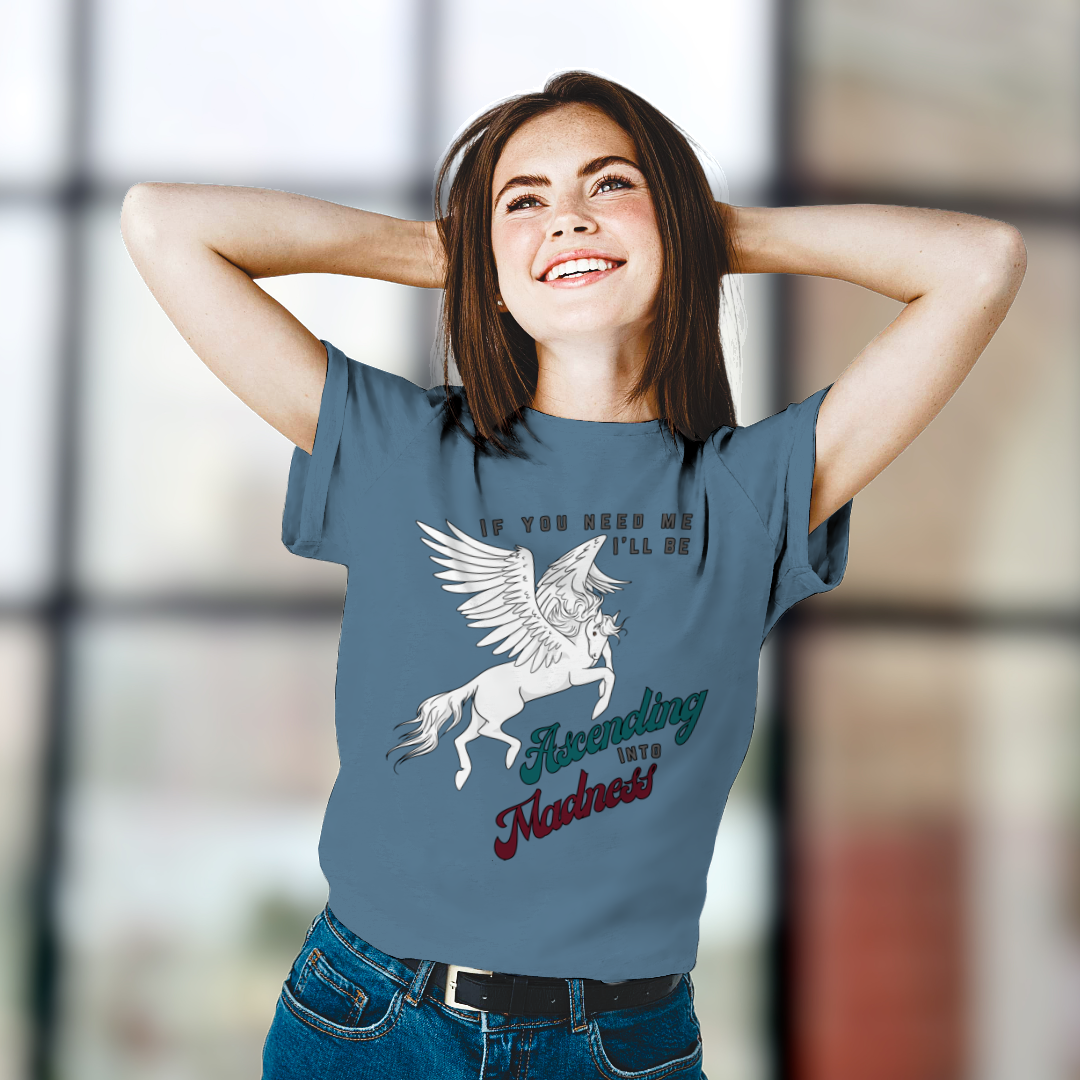 Ascending into Madness T-Shirt – Soft Cotton Tee, Pegasus Design, Unisex Fit