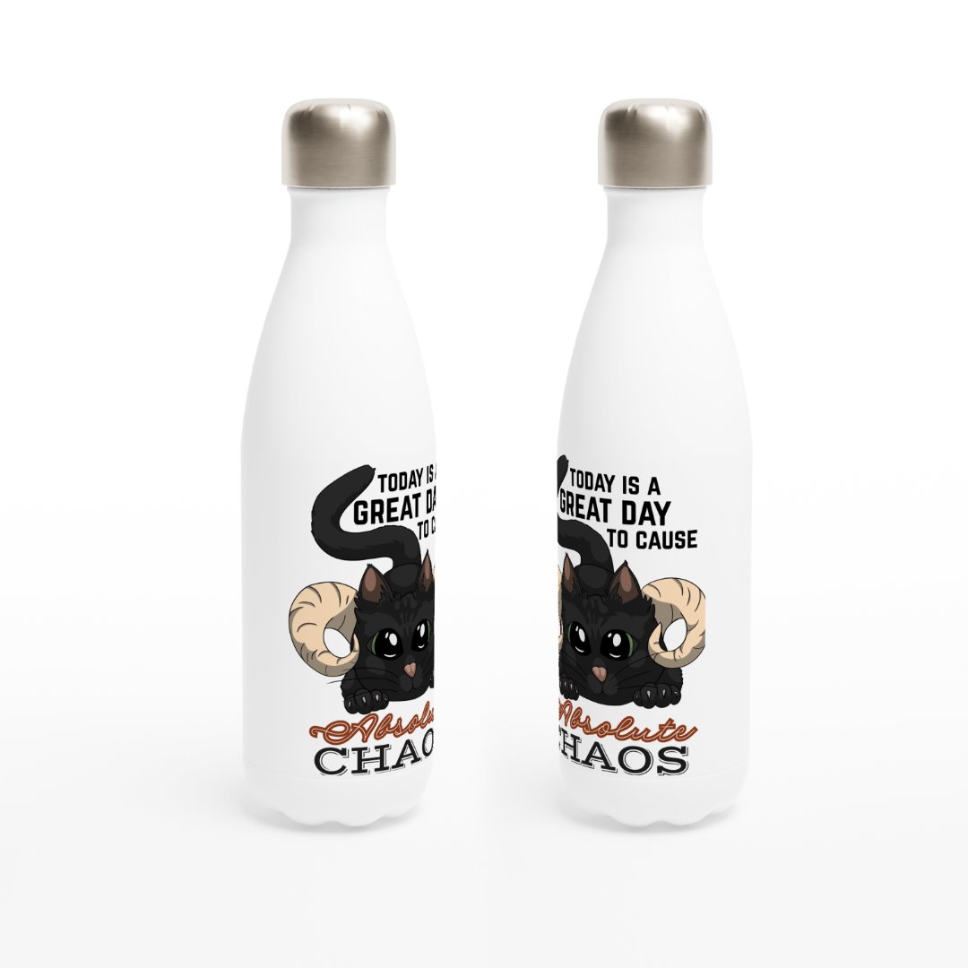 Chaos Cat Water Bottle - 17oz Stainless Steel with Kitten Design