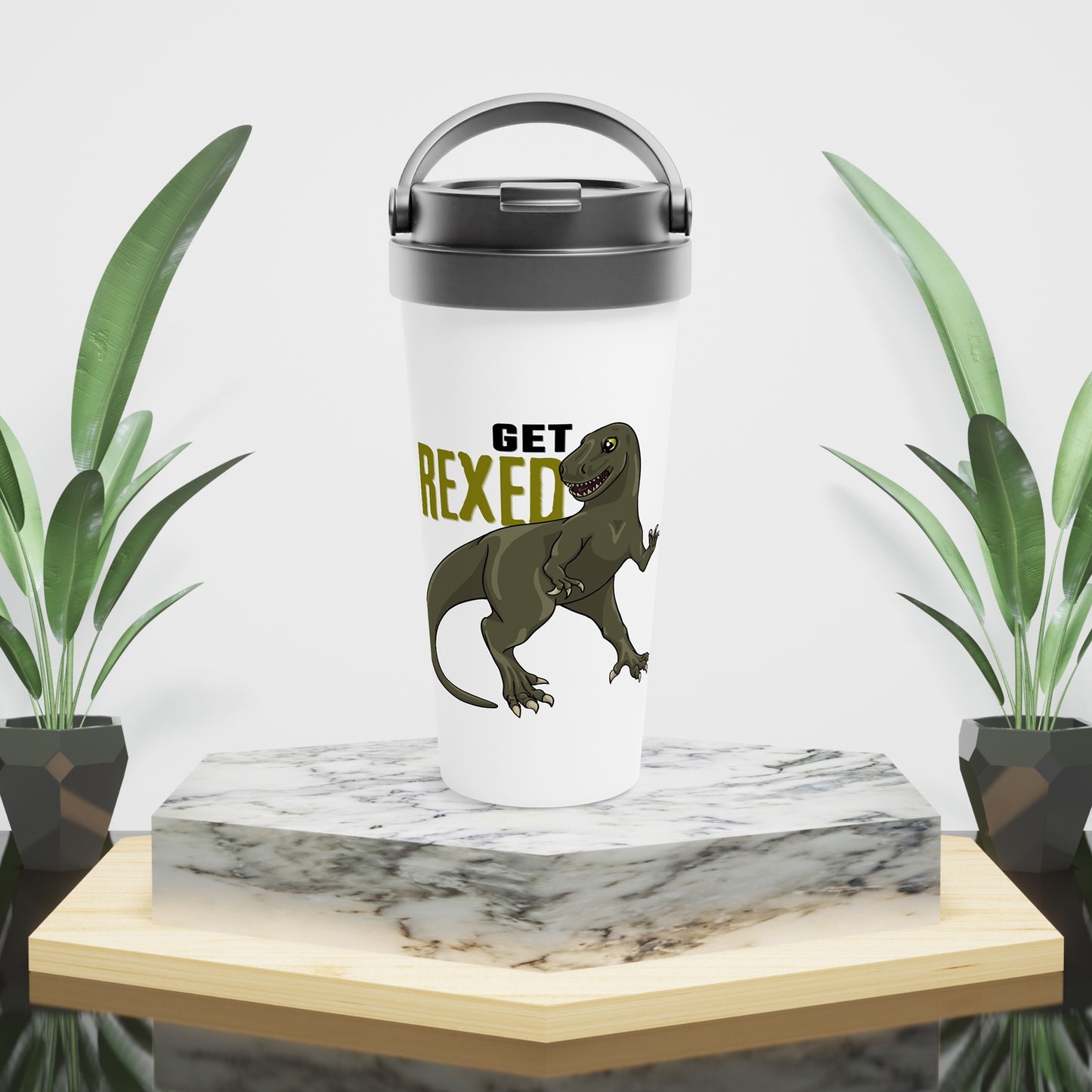 Get Rexed Travel Mug – 15oz Stainless Steel T-Rex Design