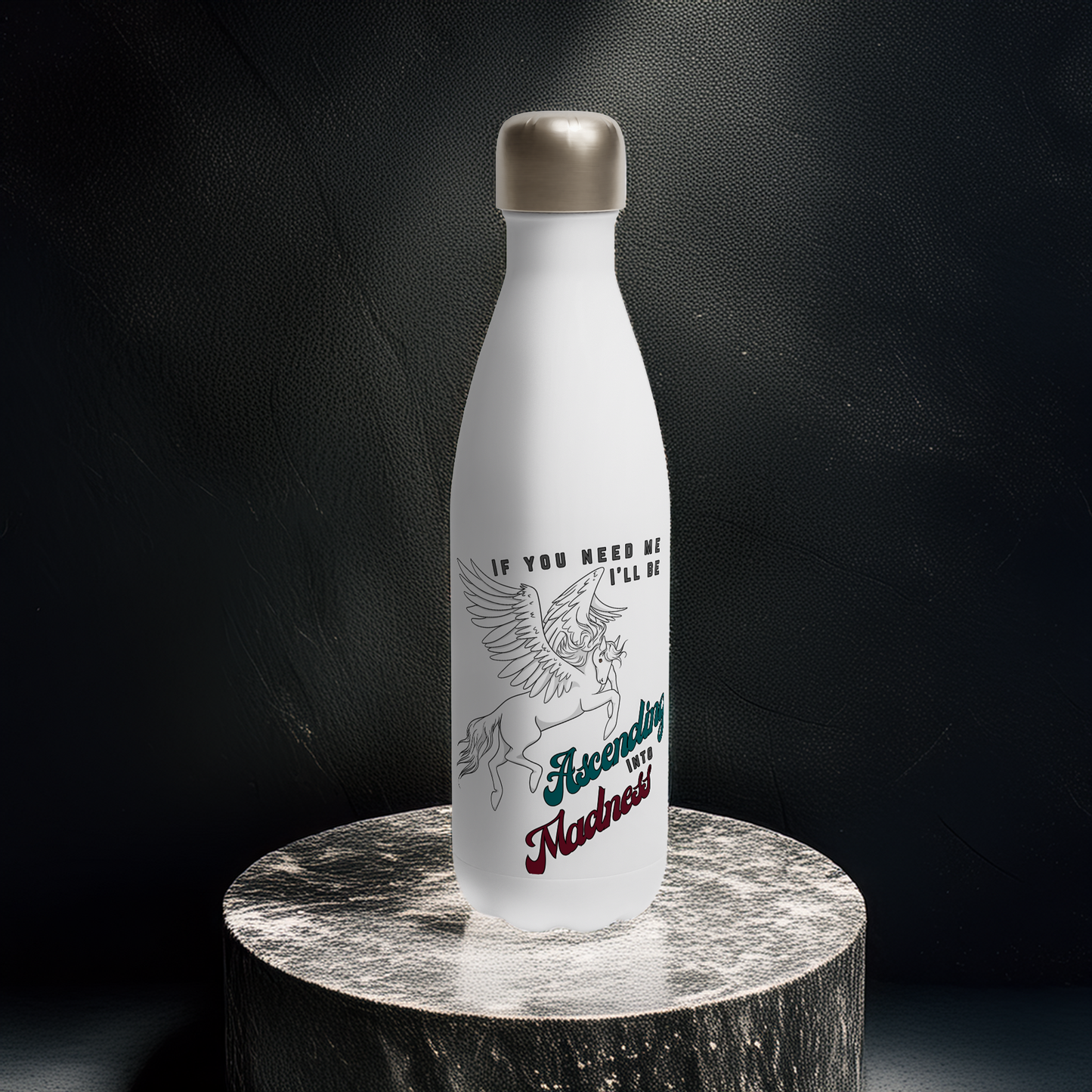 Ascending into Madness Water Bottle - 17oz Stainless Steel with Pegasus Design