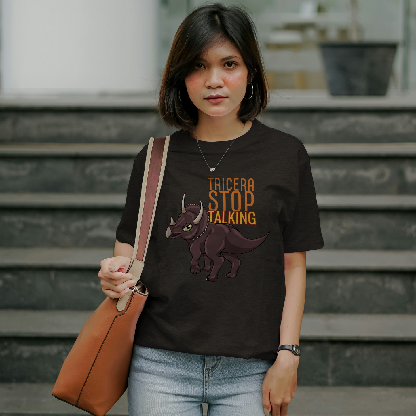 Tricera-Stop Talking T-Shirt – Soft Cotton Tee, Triceratop Design, Unisex Fit