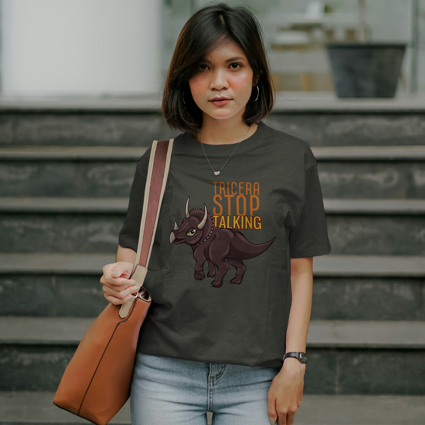 Tricera-Stop Talking T-Shirt – Soft Cotton Tee, Triceratop Design, Unisex Fit