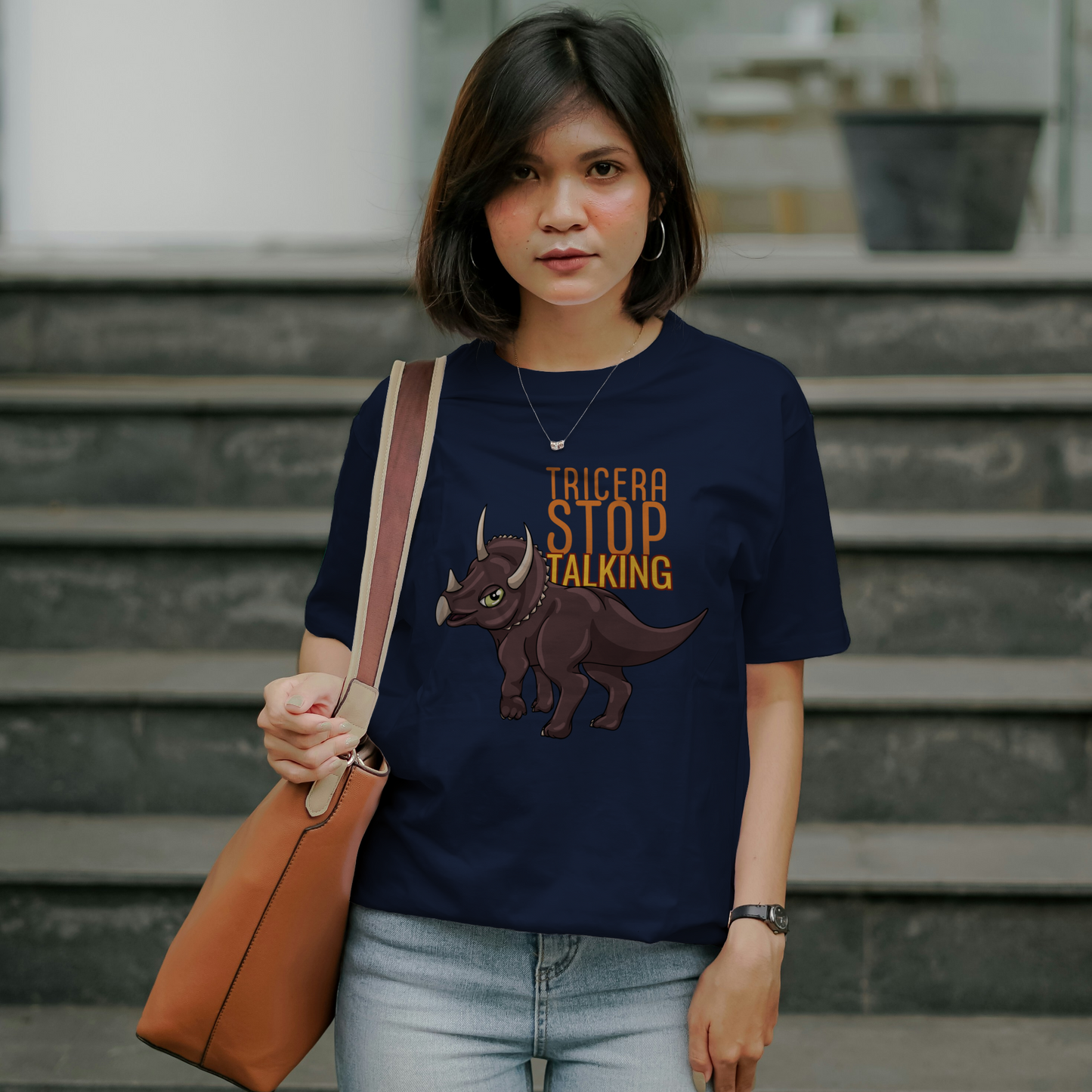Tricera-Stop Talking T-Shirt – Soft Cotton Tee, Triceratop Design, Unisex Fit