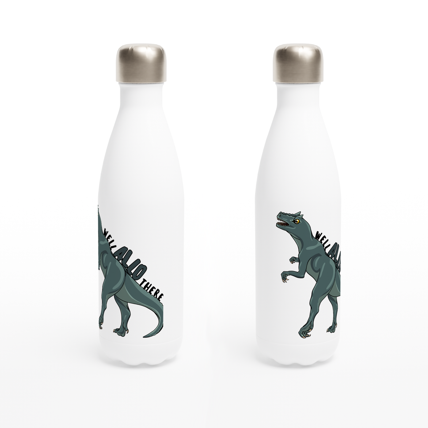 Well Allo There Water Bottle - 17oz Stainless Steel with Allosaurus Design