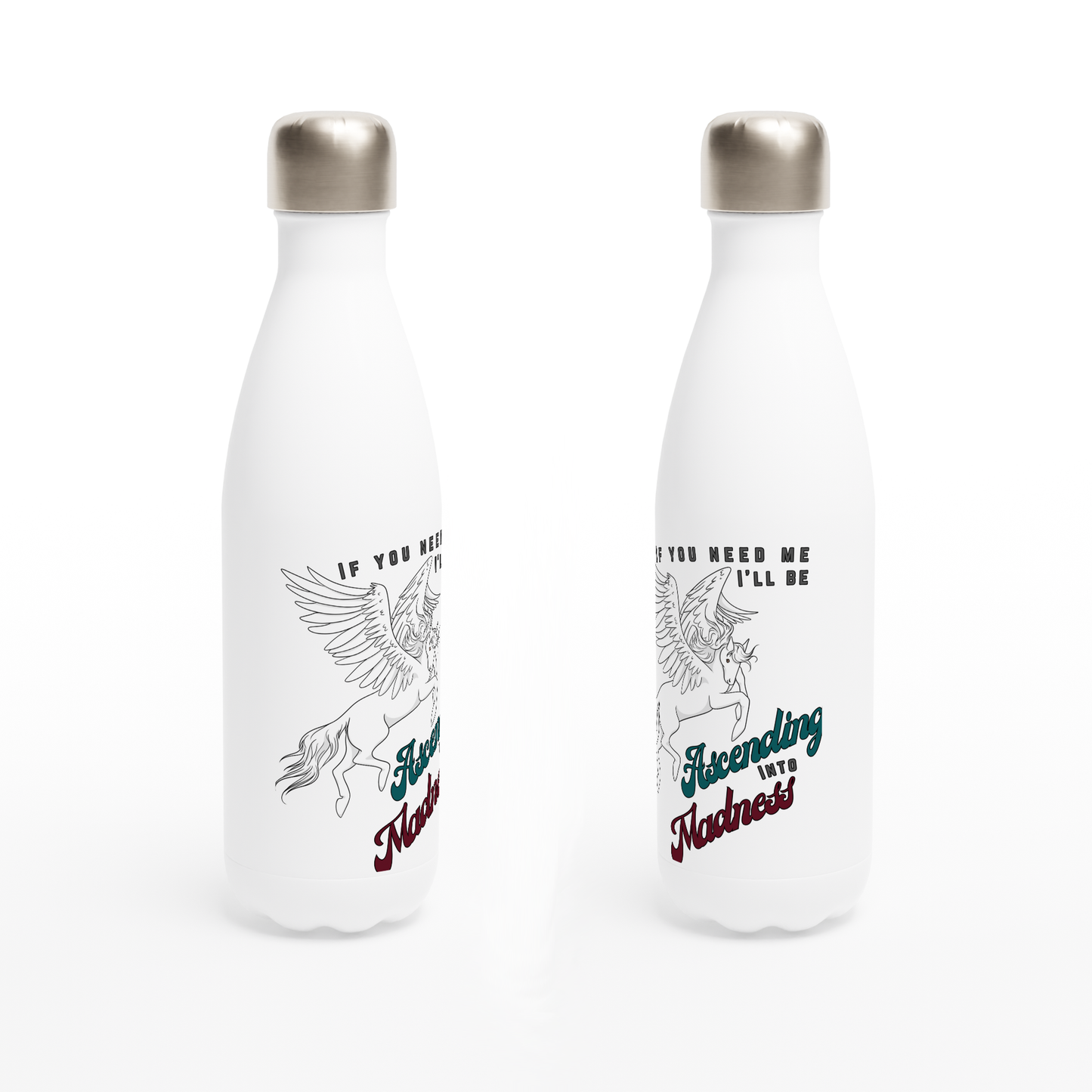 Ascending into Madness Water Bottle - 17oz Stainless Steel with Pegasus Design
