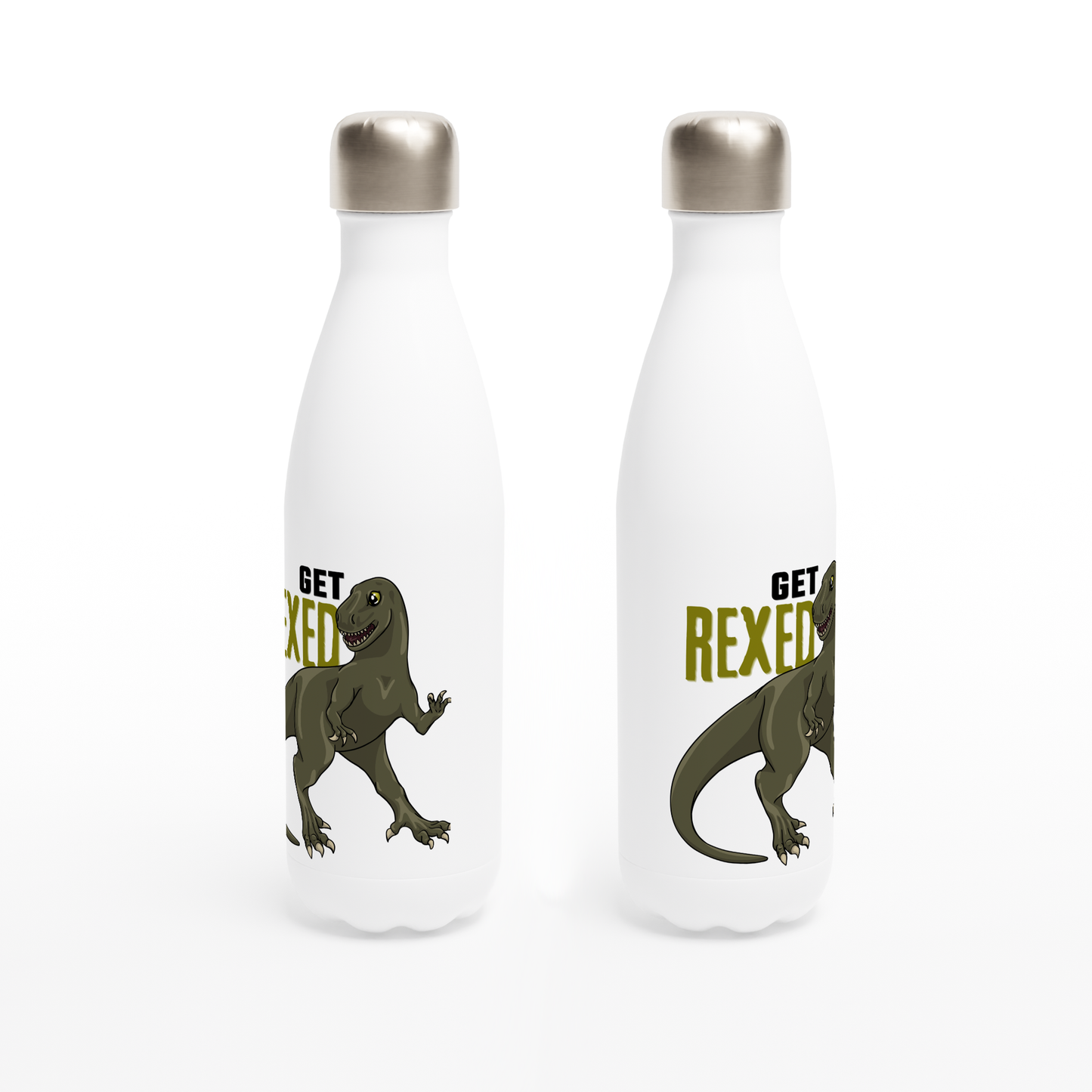 Get Rexed Water Bottle - 17oz Stainless Steel with T-Rex Design