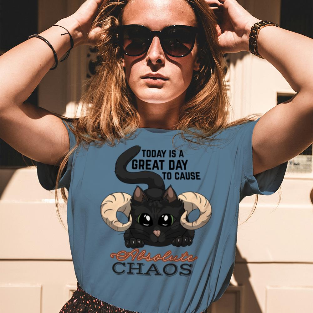 Chaos Cat T-Shirt – Soft Cotton Tee, Kitten Design, Unisex Fit