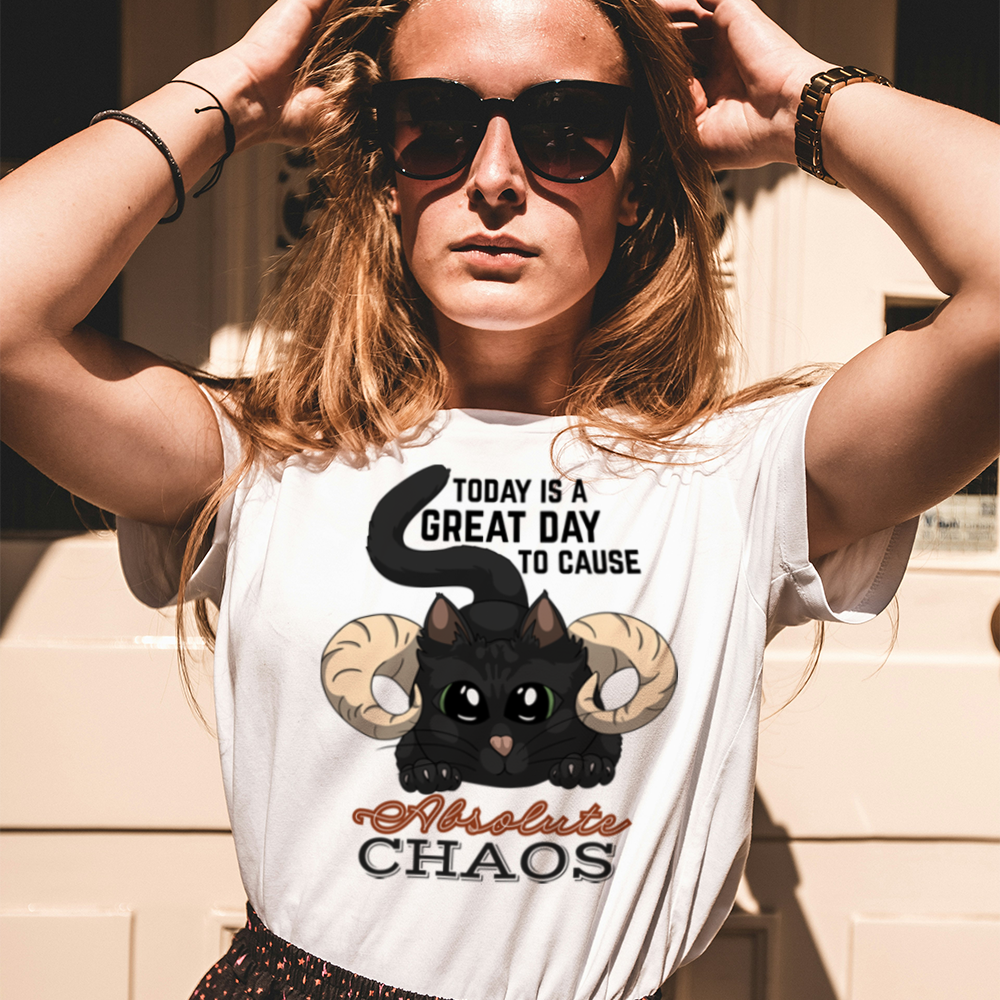 Chaos Cat T-Shirt – Soft Cotton Tee, Kitten Design, Unisex Fit