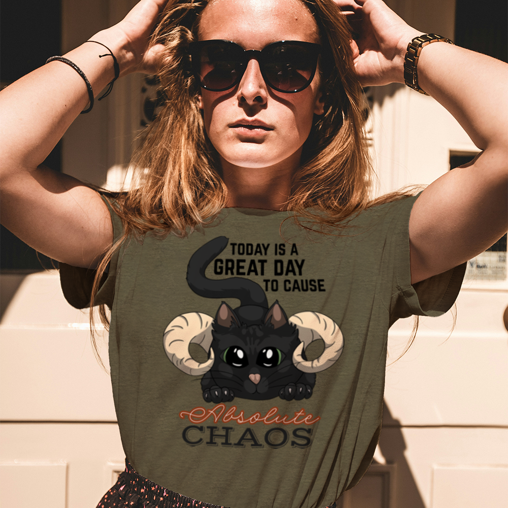 Chaos Cat T-Shirt – Soft Cotton Tee, Kitten Design, Unisex Fit