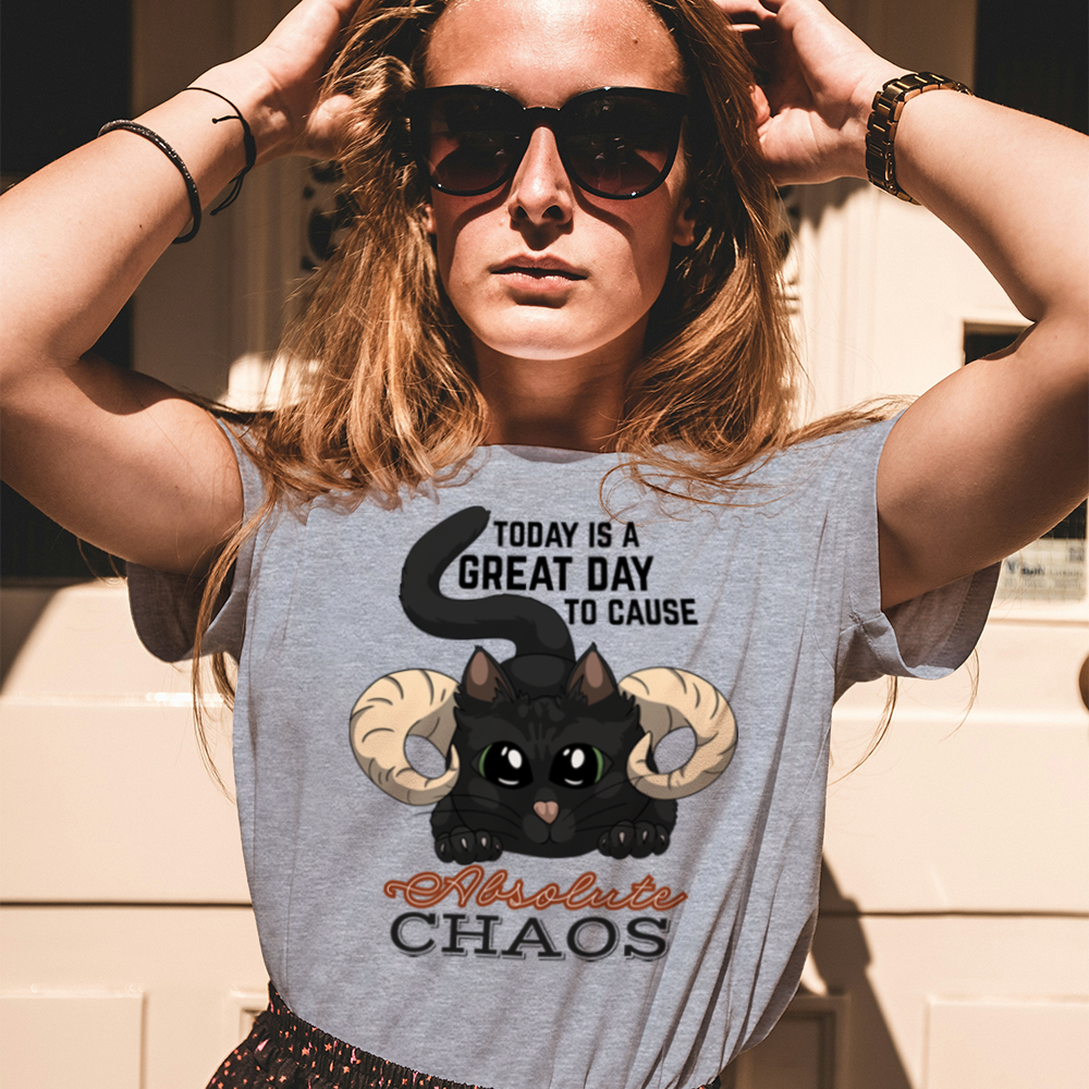 Chaos Cat T-Shirt – Soft Cotton Tee, Kitten Design, Unisex Fit
