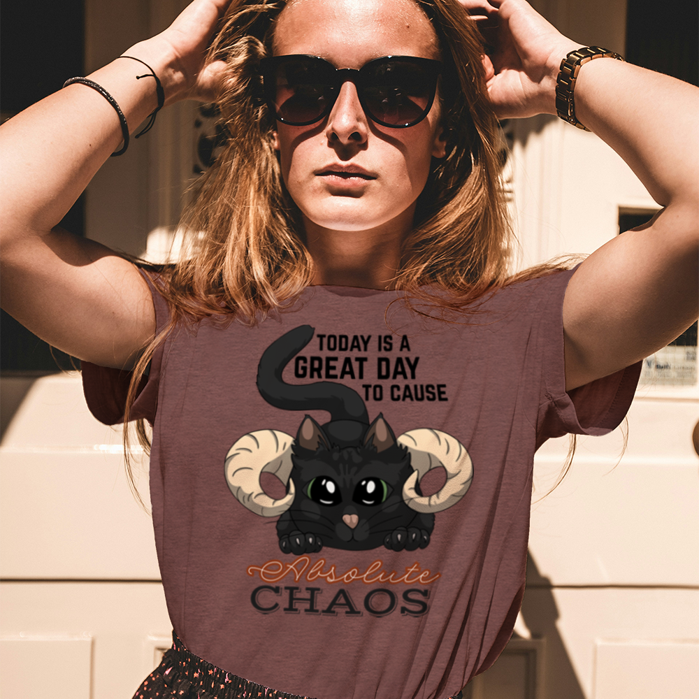 Chaos Cat T-Shirt – Soft Cotton Tee, Kitten Design, Unisex Fit