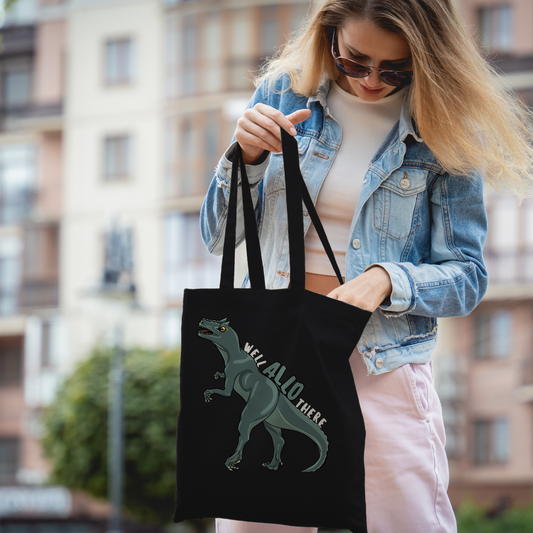 Well Allo There Allosaurus Tote Bag – Eco-Friendly Cotton, Large Capacity