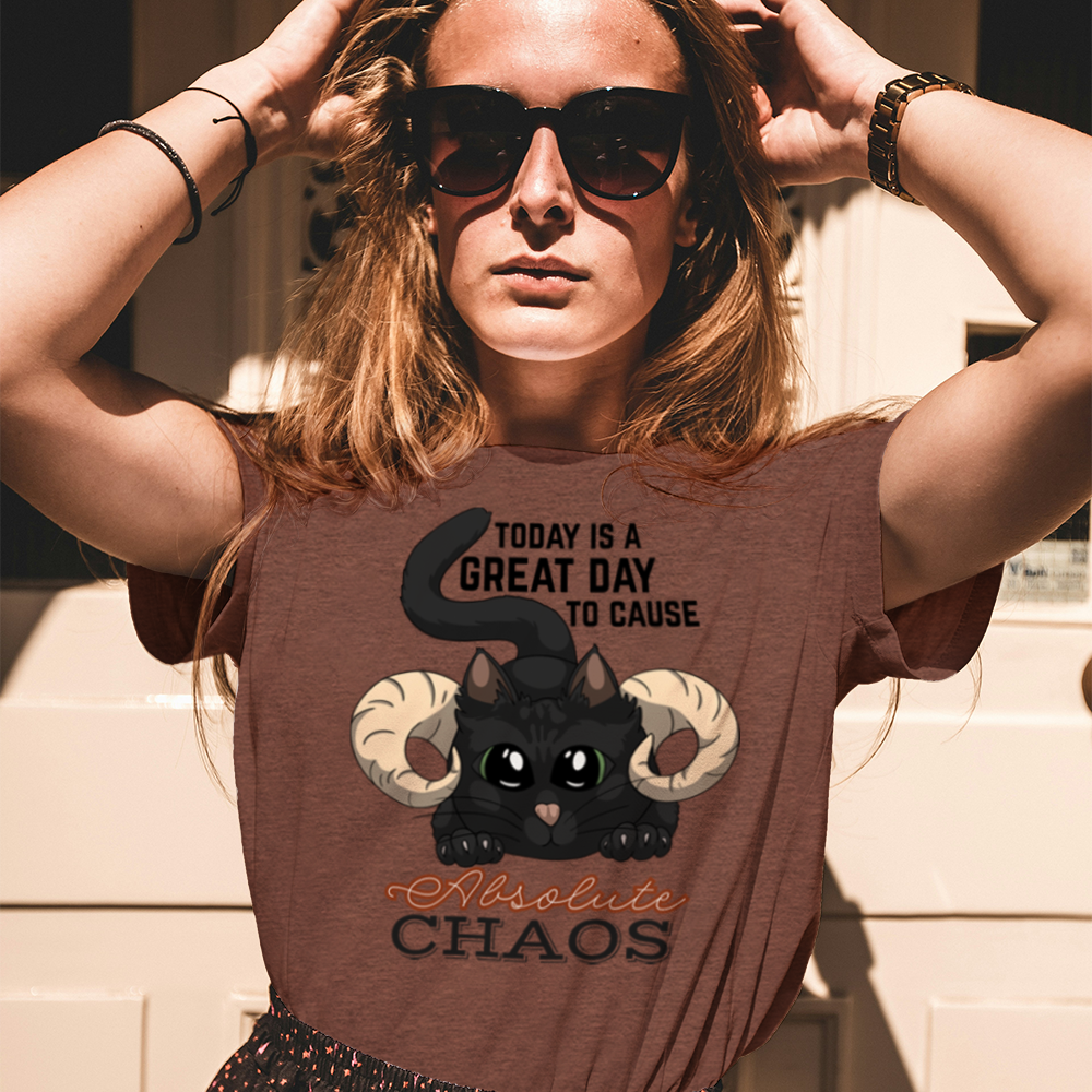 Chaos Cat T-Shirt – Soft Cotton Tee, Kitten Design, Unisex Fit