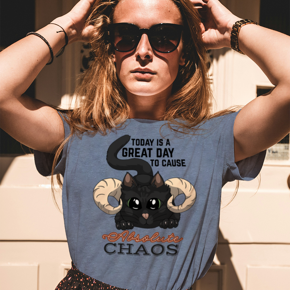 Chaos Cat T-Shirt – Soft Cotton Tee, Kitten Design, Unisex Fit