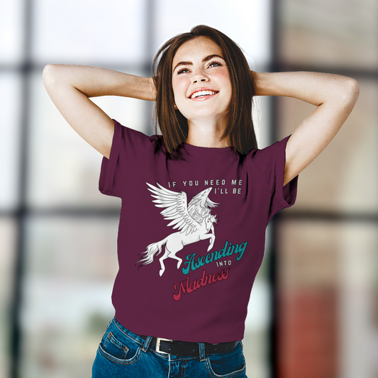 Ascending into Madness T-Shirt – Soft Cotton Tee, Pegasus Design, Unisex Fit