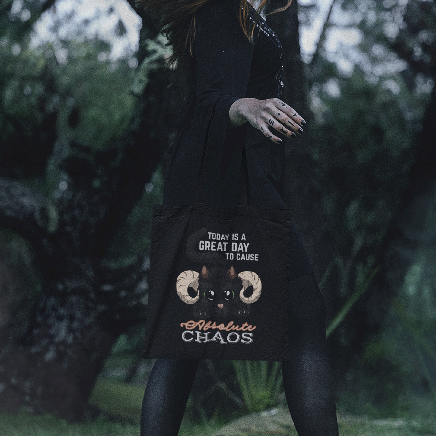 Chaos Cat Canvas Tote