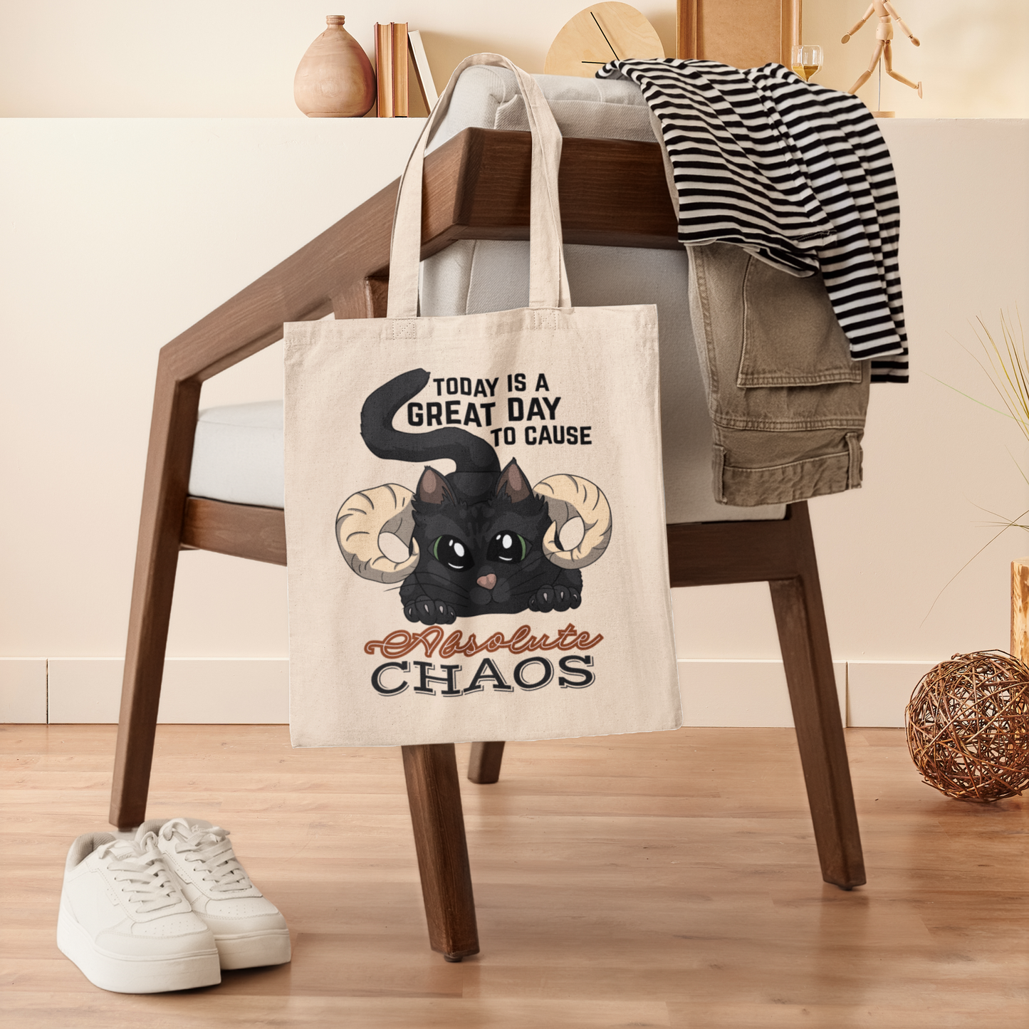 Chaos Cat Canvas Tote