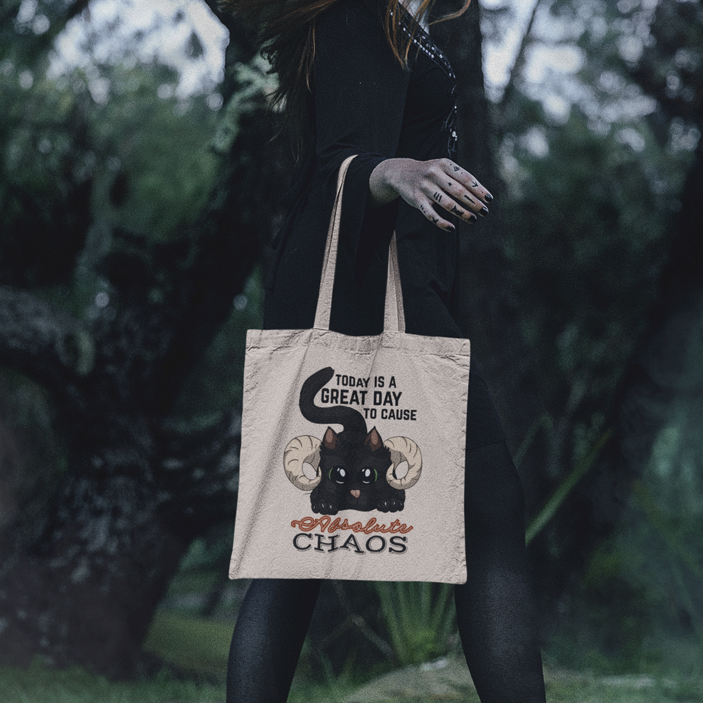 Chaos Cat Canvas Tote