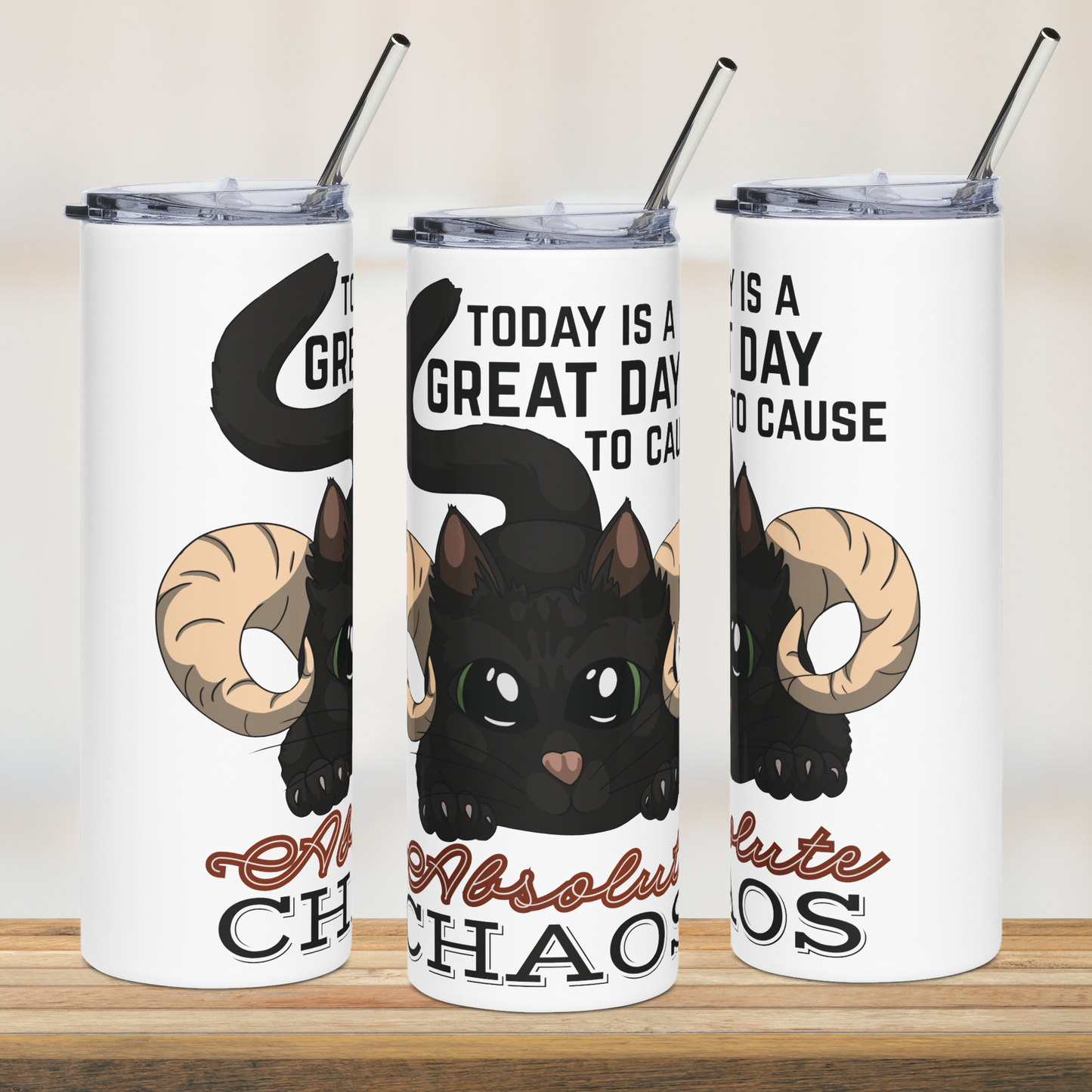 Chaos Cat 20oz Tumbler with Straw