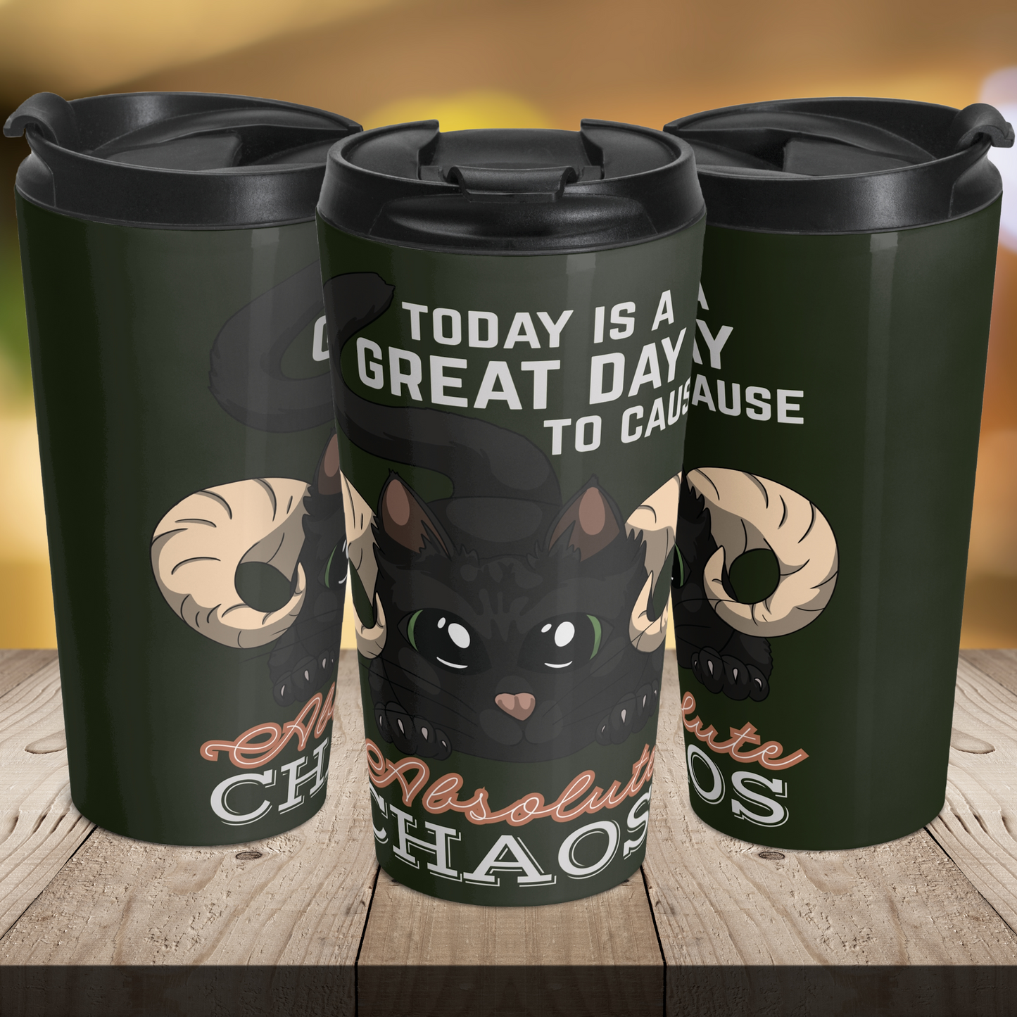 Chaos Cat 15oz Insulated Stainless Steel Travel Mug
