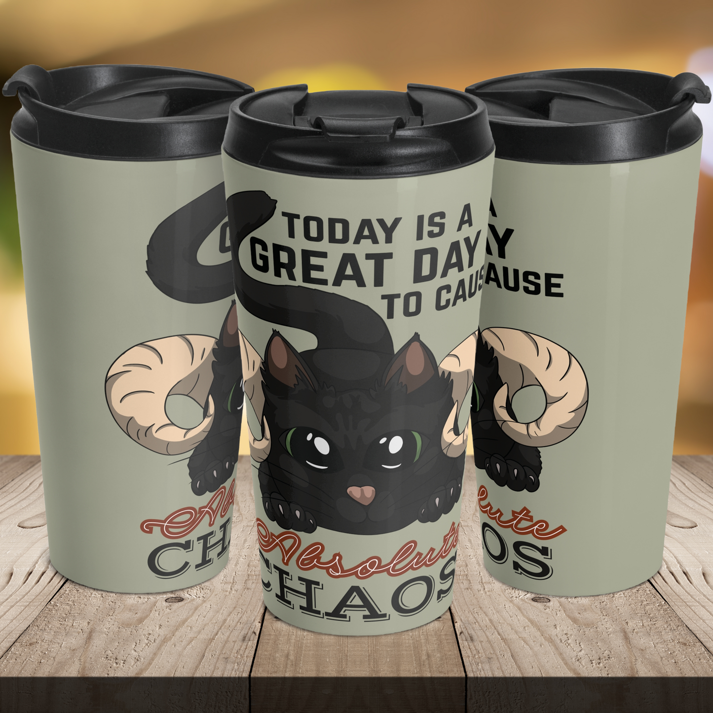 Chaos Cat 15oz Insulated Stainless Steel Travel Mug