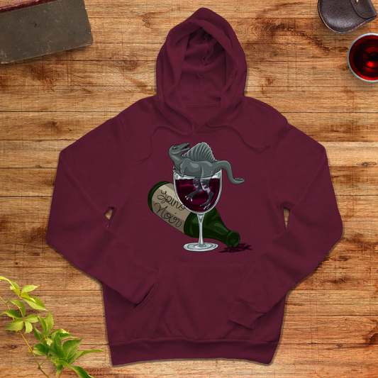 Spino Noir Pullover Hoodie – Soft Blend, Spinosaurus Design, Comfortable Fit