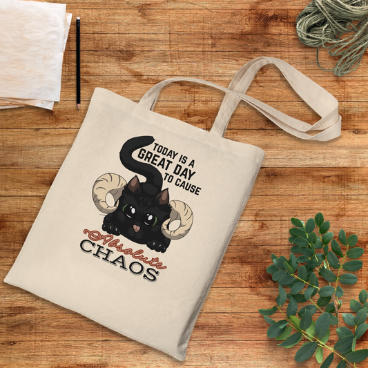 Chaos Cat Tote Bag – Eco-Friendly Cotton, Large Capacity