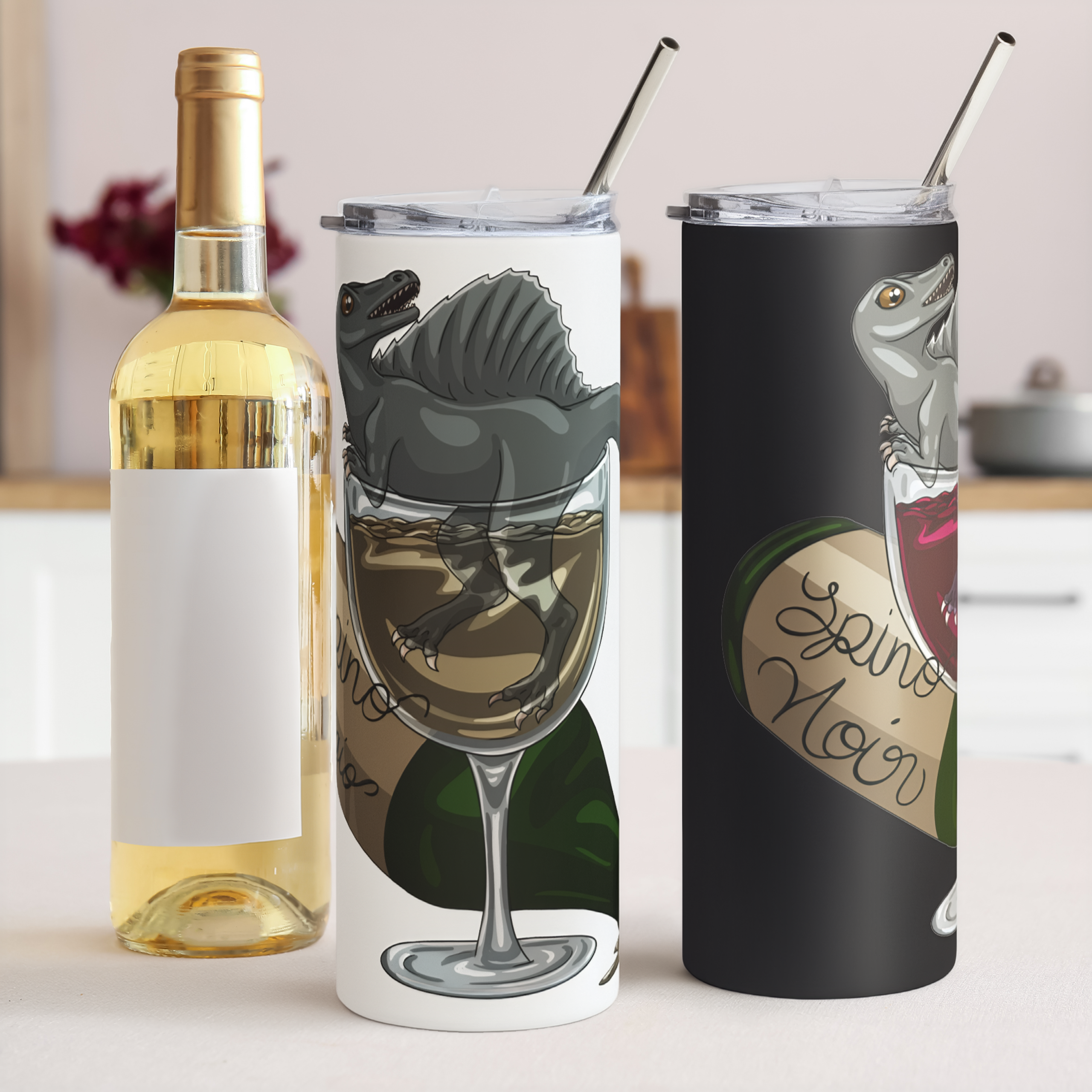 Spino Wino 20oz Tumbler with Straw - Funny Spinosaurus Dinosaur Artwork ...