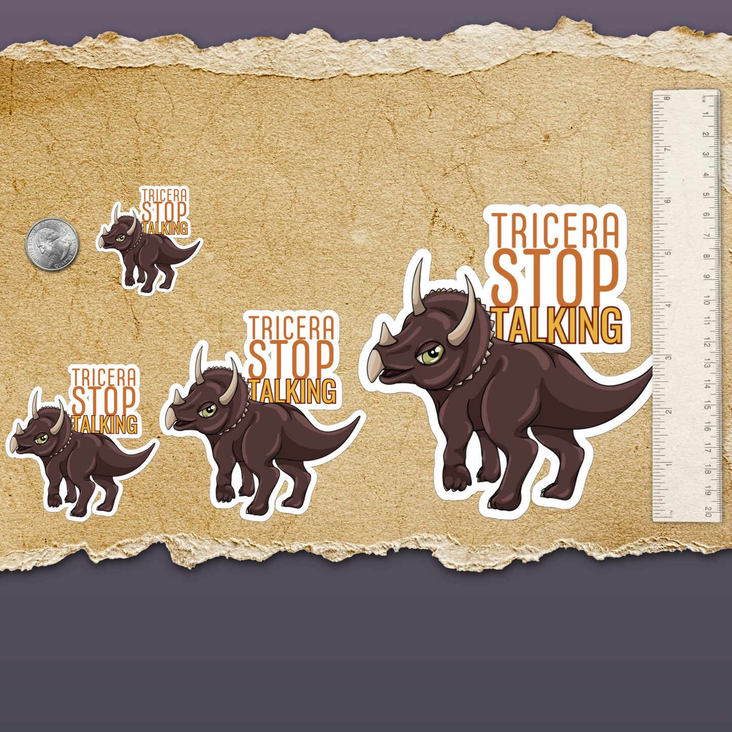 Tricera-Stop Talking Vinyl Sticker (4 sizes)