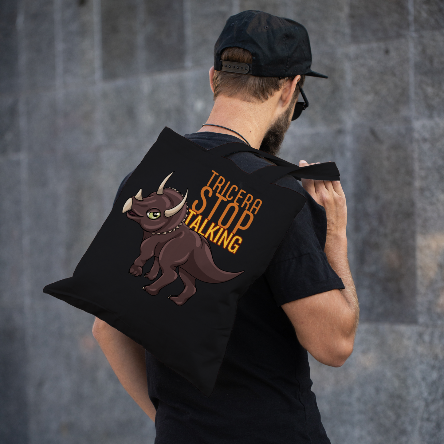 Tricera-Stop Talking Canvas Tote