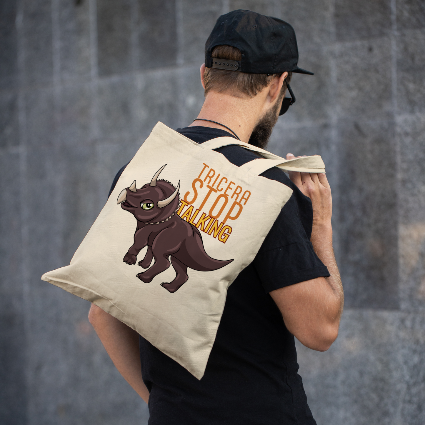 Tricera-Stop Talking Canvas Tote