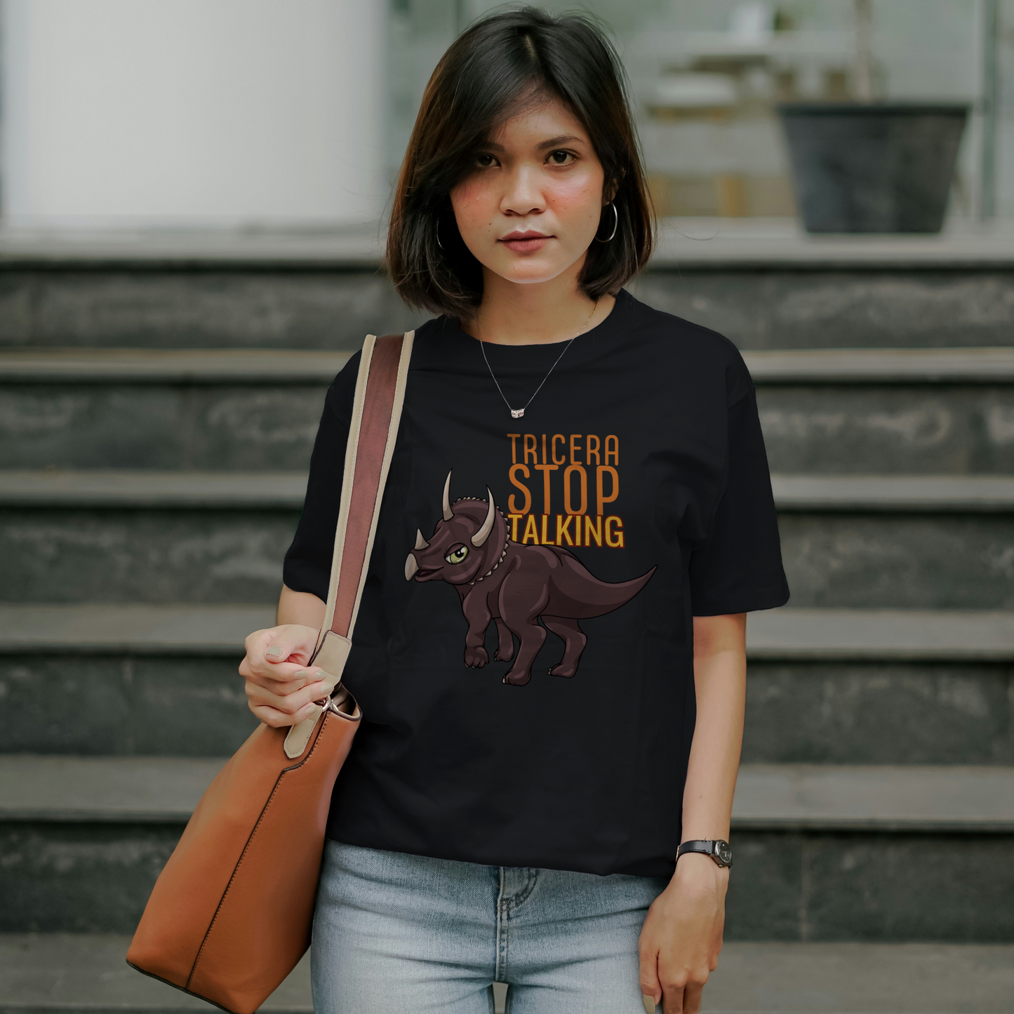 Tricera-Stop Talking T-Shirt – Soft Cotton Tee, Triceratop Design, Unisex Fit