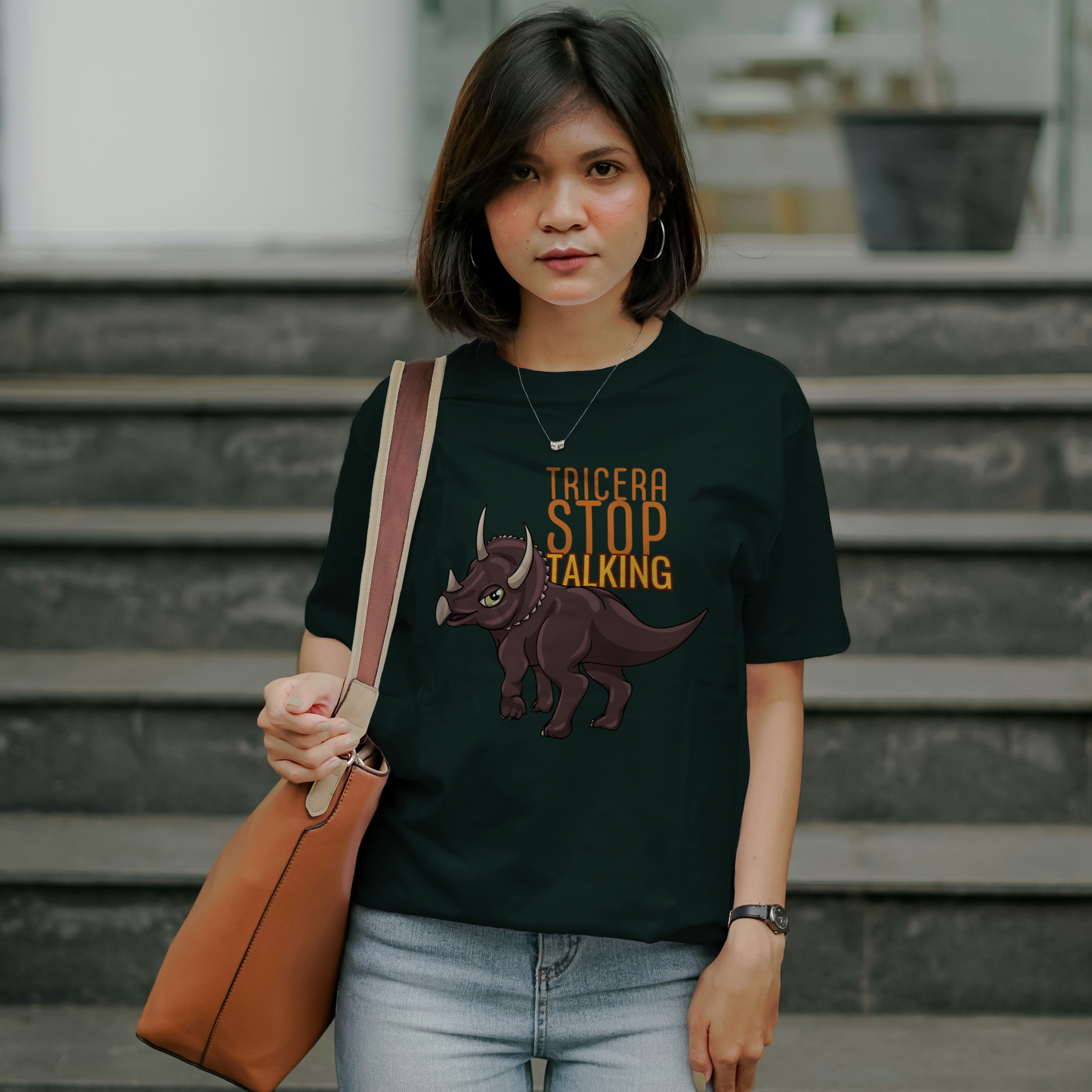Tricera-Stop Talking T-Shirt – Soft Cotton Tee, Triceratop Design, Unisex Fit
