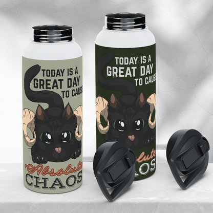 Chaos Cat Stainless Steel Sip-Top Water Bottle