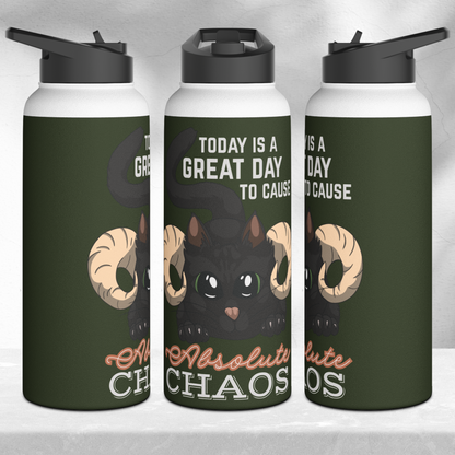 Chaos Cat Stainless Steel Sip-Top Water Bottle