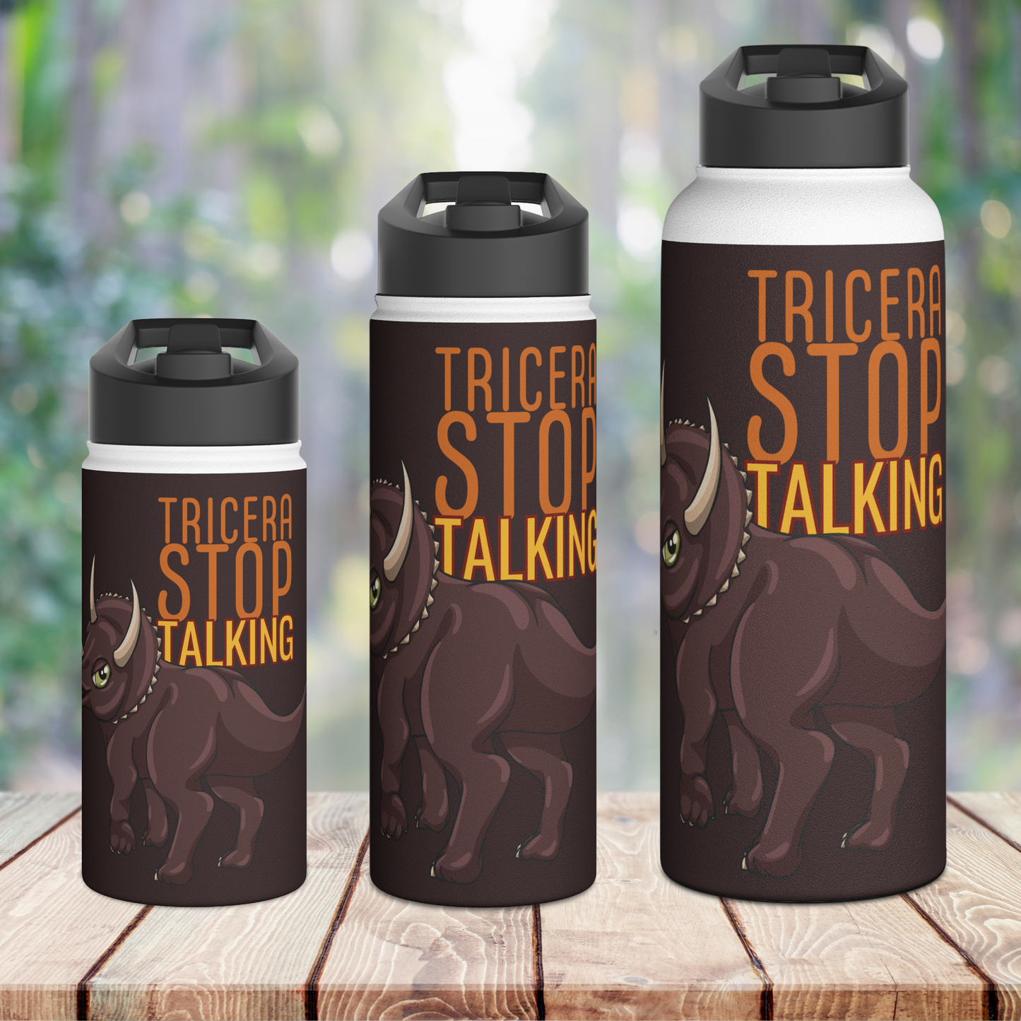Tricera-Stop Talking Stainless Steel Sip-Top Water Bottle