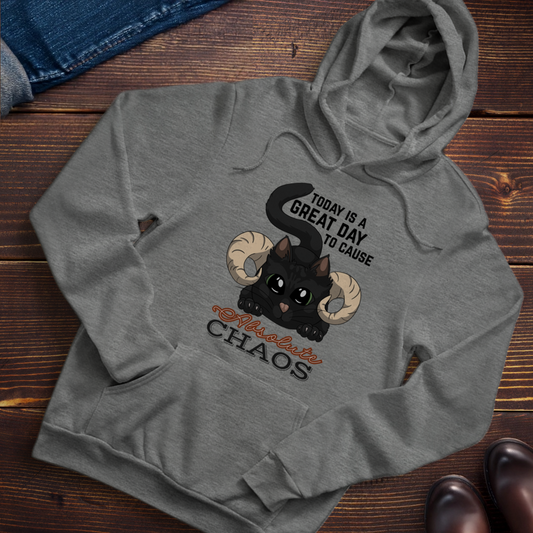 Chaos Cat Pullover Hoodie – Soft Blend, Kitten Design, Comfortable Fit