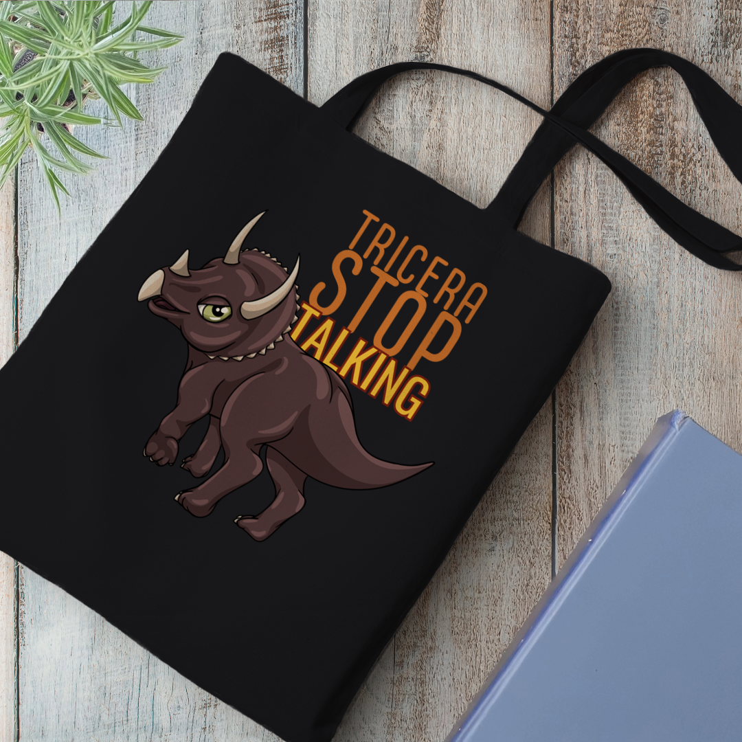 Tricera-Stop Talking Tote Bag – Eco-Friendly Cotton, Large Capacity