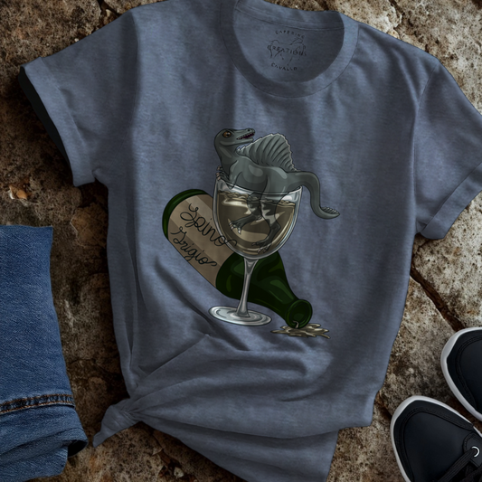 Spino Grigio T-Shirt – Soft Cotton Tee, Spinosaurus Design, Unisex Fit