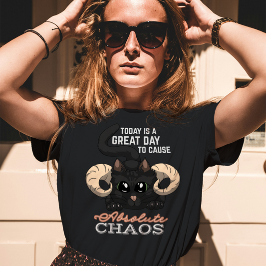 Chaos Cat T-Shirt – Soft Cotton Tee, Kitten Design, Unisex Fit