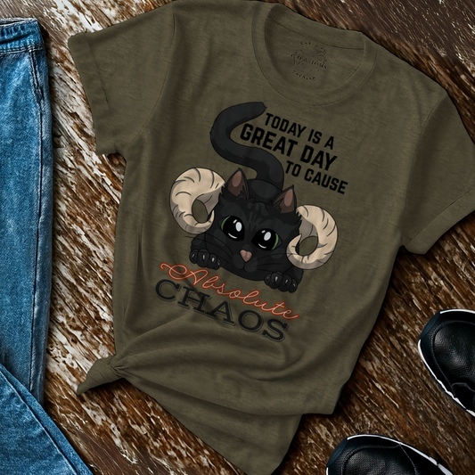 Chaos Cat T-Shirt – Soft Cotton Tee, Kitten Design, Unisex Fit